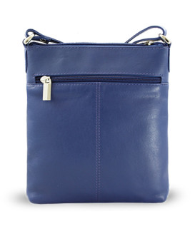 Handtasche aus blauem Leder mit Reißverschluss 212-3013-97