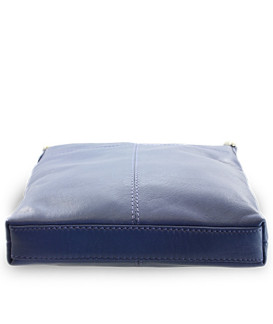 Handtasche aus blauem Leder mit Reißverschluss 212-3013-97