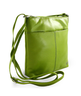 Grüne Lederhandtasche mit Reißverschluss 212-3013-51