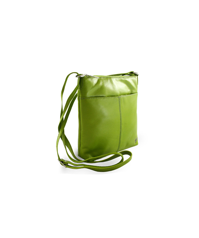 Green leather zipper handbag 212-3013-51
