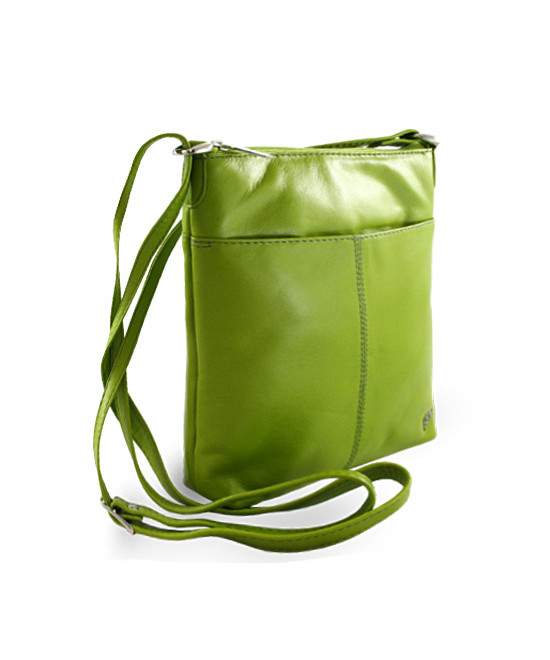 Green leather zipper handbag 212-3013-51