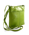 Grüne Lederhandtasche mit Reißverschluss 212-3013-51