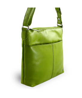 Green leather zipper handbag 212-3013-51