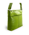 Green leather zipper handbag 212-3013-51