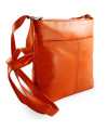 Handtasche aus orangefarbenem Leder mit Reißverschluss 212-3013-84