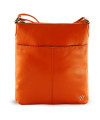 Handtasche aus orangefarbenem Leder mit Reißverschluss 212-3013-84