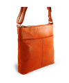 Handtasche aus orangefarbenem Leder mit Reißverschluss 212-3013-84