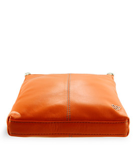 Handtasche aus orangefarbenem Leder mit Reißverschluss 212-3013-84