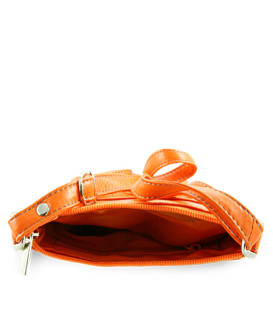 Handtasche aus orangefarbenem Leder mit Reißverschluss 212-3013-84