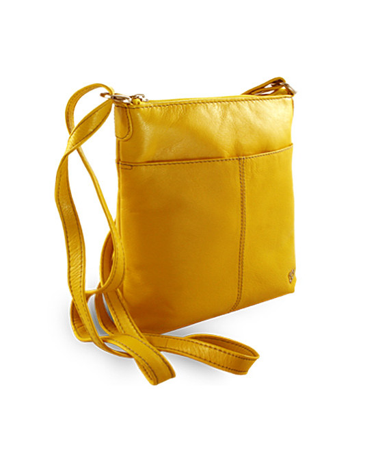 Yellow leather zipper handbag 212-3013-86