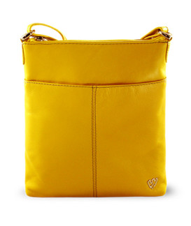 Yellow leather zipper handbag 212-3013-86