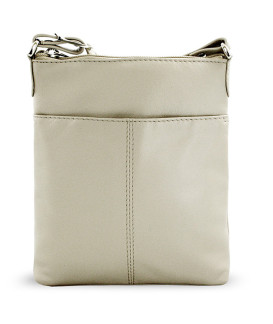 Hellgraue Mini-Handtasche aus Leder mit Reißverschluss 212-3013-20