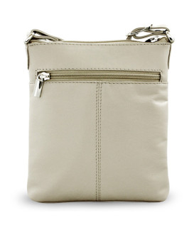 Hellgraue Mini-Handtasche aus Leder mit Reißverschluss 212-3013-20