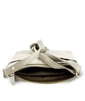 Hellgraue Mini-Handtasche aus Leder mit Reißverschluss 212-3013-20