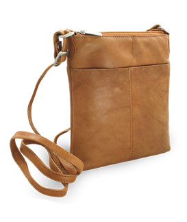 Light brown leather zipper handbag 212-3013-05