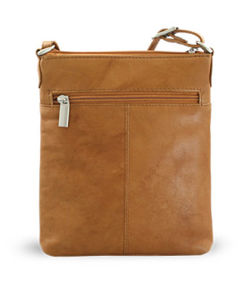 Hellbraune Lederhandtasche mit Reißverschluss 212-3013-05