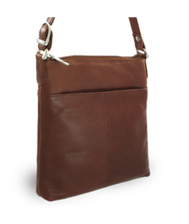 Dunkelbraune Lederhandtasche mit Reißverschluss 212-3013-47