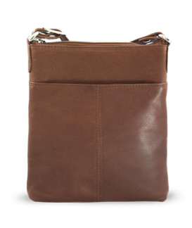 Dunkelbraune Lederhandtasche mit Reißverschluss 212-3013-47