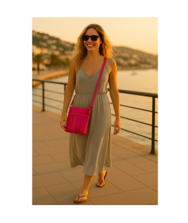 Fuxie Leder Reißverschluss Handtasche 212-3013-36