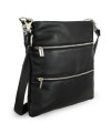 Black leather zipper handbag with strap 212-3066-60