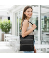Black leather zipper handbag with strap 212-3066-60