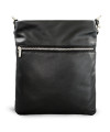 Black leather zipper handbag with strap 212-3066-60