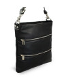 Black leather zipper handbag with strap 212-3066-60