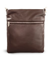Dark brown leather zipper handbag with strap 212-3066-47