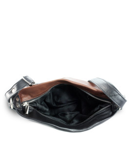 Tri-color leather zipper handbag with strap 212-3066-60/20/47