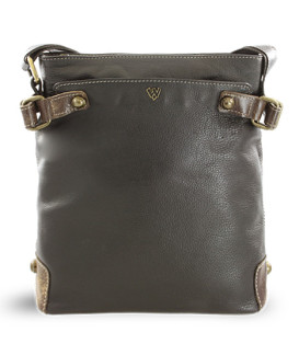 Handtasche aus schwarzem Leder mit Reißverschluss 212-5713-60