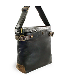 Handtasche aus schwarzem Leder mit Reißverschluss 212-5713-60