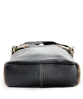 Handtasche aus schwarzem Leder mit Reißverschluss 212-5713-60