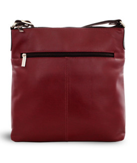 Burgunderschwarze Lederhandtasche mit Reißverschluss 212-3015-60/34