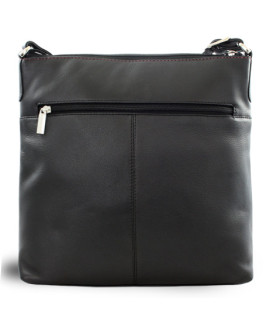 Burgunderschwarze Lederhandtasche mit Reißverschluss 212-3015-60/34