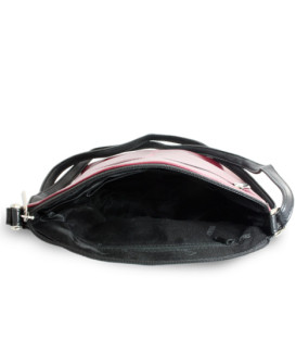 Burgunderschwarze Lederhandtasche mit Reißverschluss 212-3015-60/34