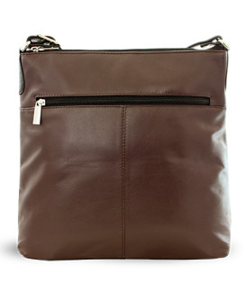 Braun-schwarze Lederhandtasche mit Reißverschluss 212-3015-60/40