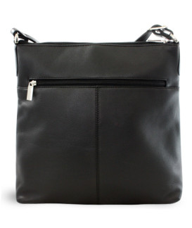 Braun-schwarze Lederhandtasche mit Reißverschluss 212-3015-60/40