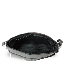 Braun-schwarze Lederhandtasche mit Reißverschluss 212-3015-60/40