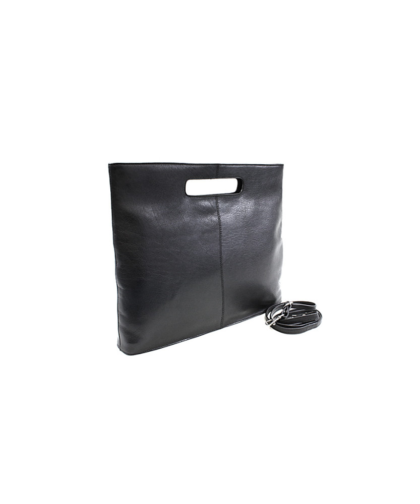 Black leather zipper handbag 212-9123-60