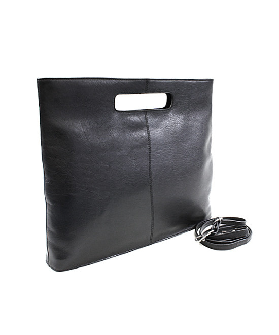 Black leather zipper handbag 212-9123-60