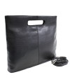 Black leather zipper handbag 212-9123-60