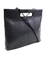 Black leather zipper handbag 212-9123-60