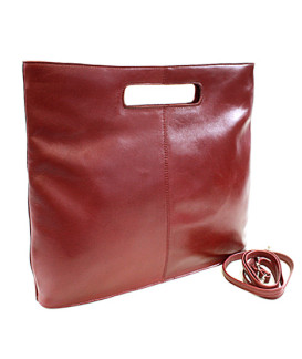 Red leather zipper handbag 212-9123-31