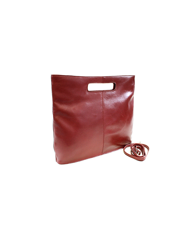 Red leather zipper handbag 212-9123-31