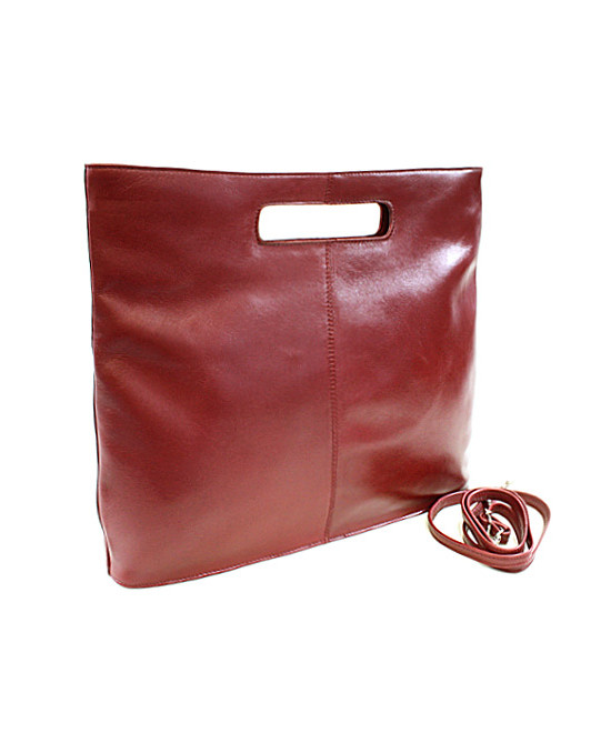 Red leather zipper handbag 212-9123-31