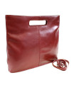 Red leather zipper handbag 212-9123-31