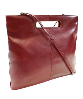 Red leather zipper handbag 212-9123-31