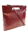 Red leather zipper handbag 212-9123-31