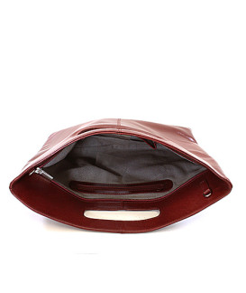 Red leather zipper handbag 212-9123-31