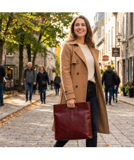 Red leather zipper handbag 212-9123-31